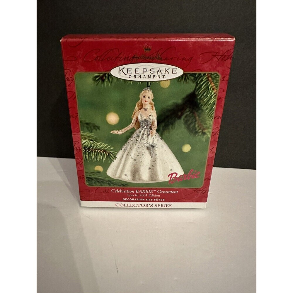 Vintage Hallmark Keepsake Christmas Ornament Celebration Barbie 2001 White Gown